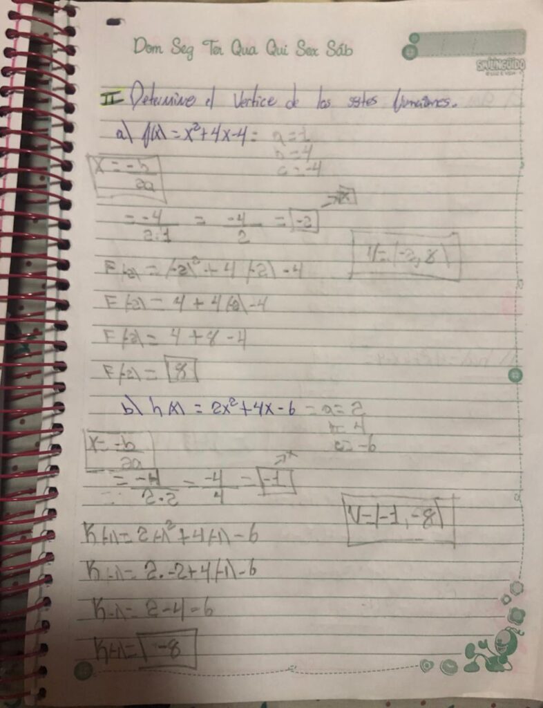 determine el vértice de las siguientes funciones 