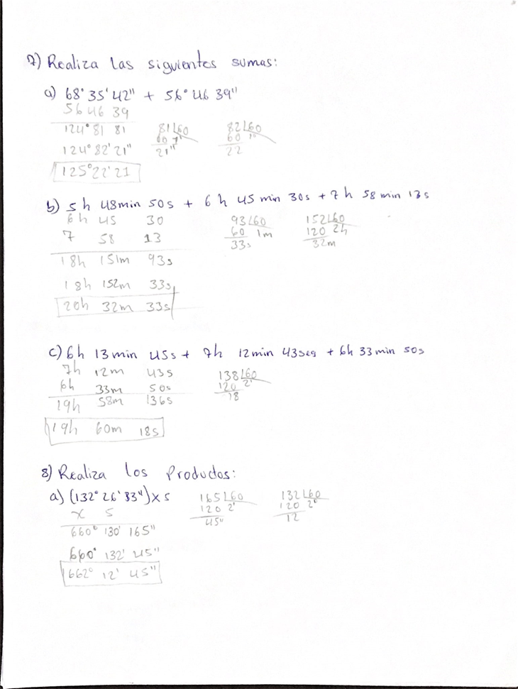 Realiza las siguientes suma 