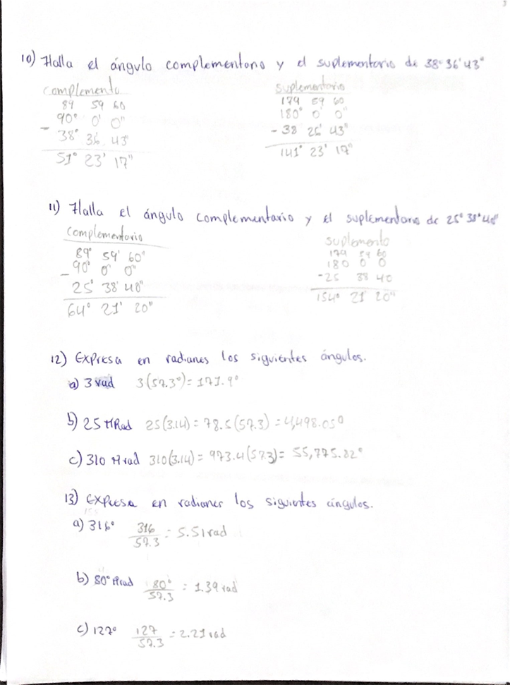 Halla el ángulo complementario y el suplementario 