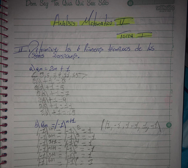 Determine los primeros terminos de las siguientes sucesiones