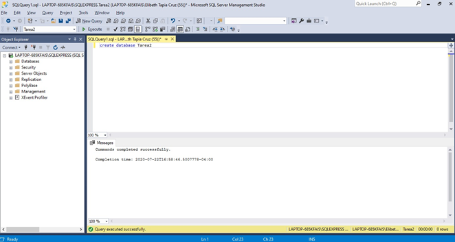 Creando la base de datos Tarea2