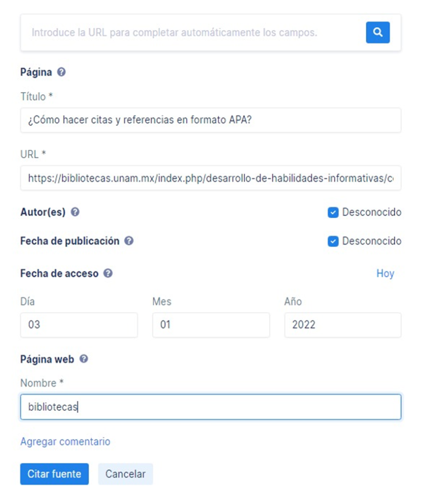Creando formato APA